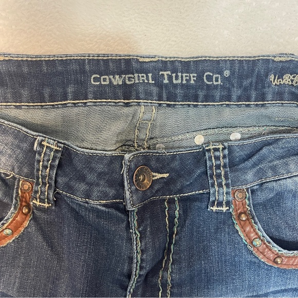 Cowgirl‎ Tuff Spirit Embroidered Embellished Western Rodeo Bootcut Jean Women 33 - Picture 3 of 13